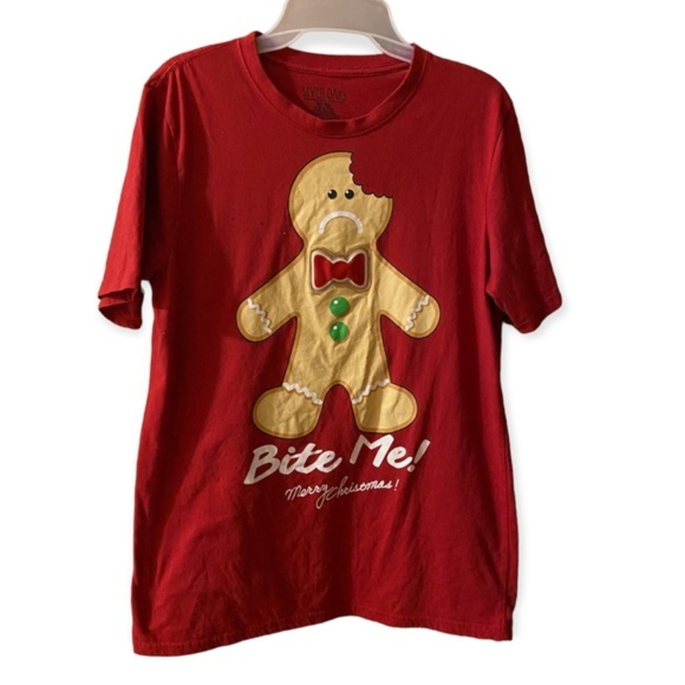 Seven Oaks Adults‎ Shirt Size M Gingerbread Red Pullover
